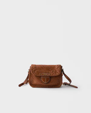 Woven leather mini shoulder bag