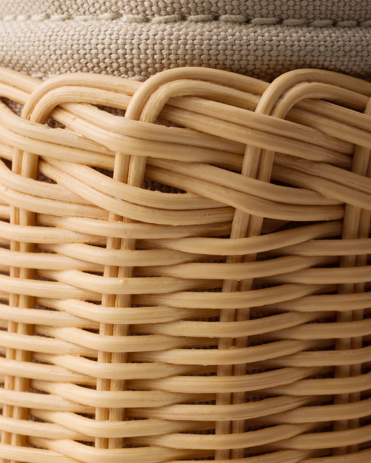 Medium wicker and canvas tote bag
