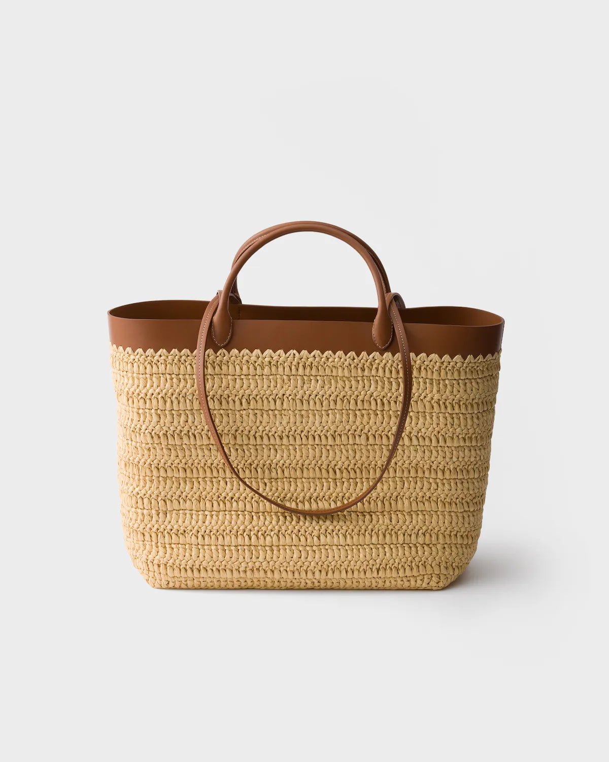 Medium crochet and leather tote bag