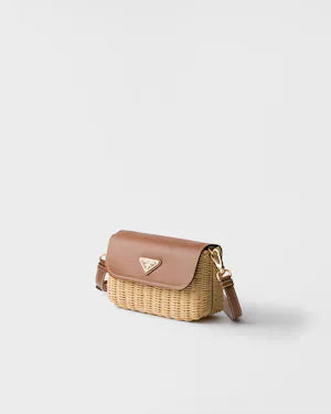 Small wicker and leather shoulder bag