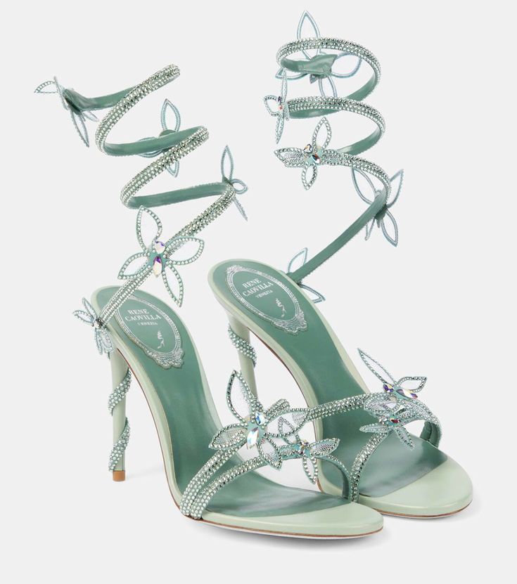 Rene Caovilla Butterfly Crystal Wrap Heels