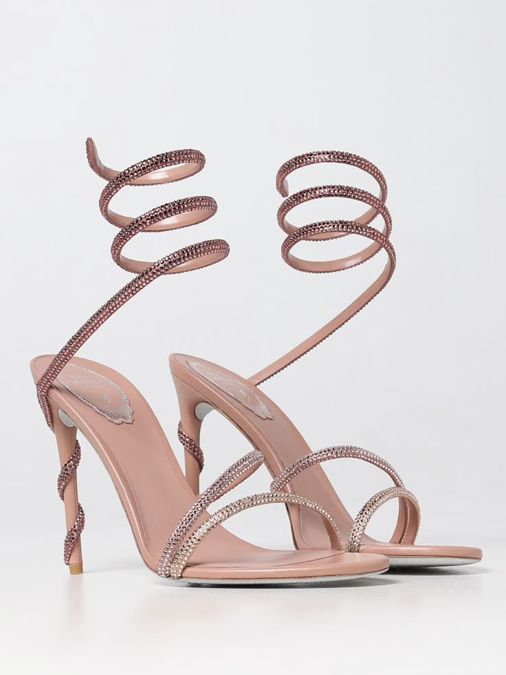 Rene Caovilla Crystal Spiral Wrap Stiletto Sandals