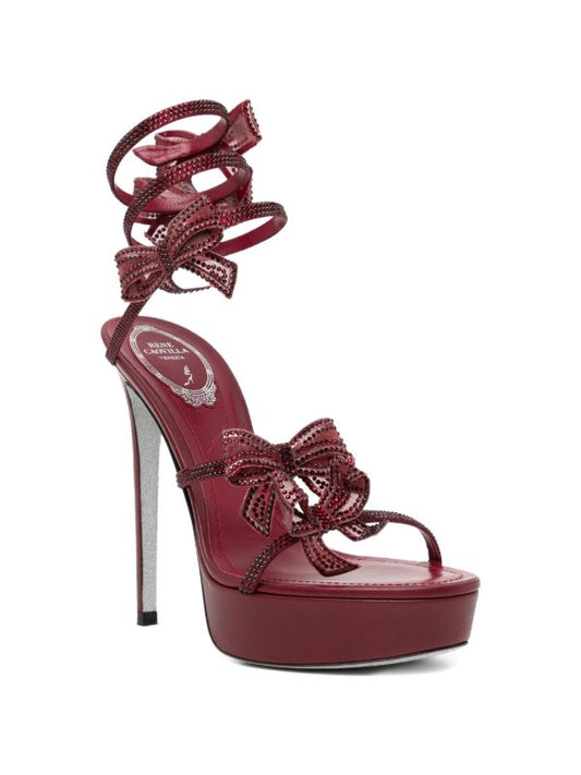 Rene Caovilla Crystal Bow Spiral Platform Heel