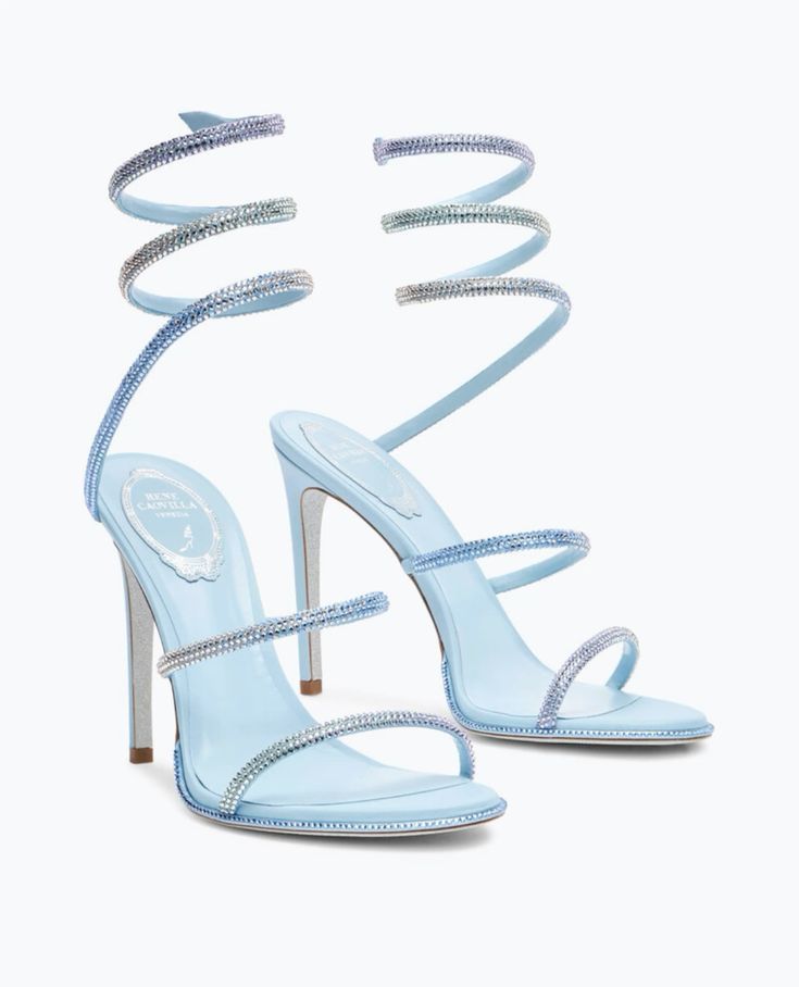 Rene Caovilla Crystal Spiral Wrap Stiletto Sandals