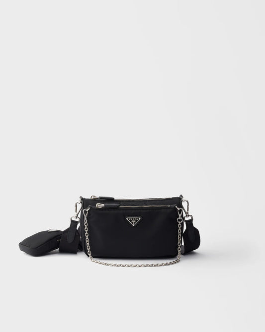 Re-Nylon and Saffiano leather mini shoulder bag