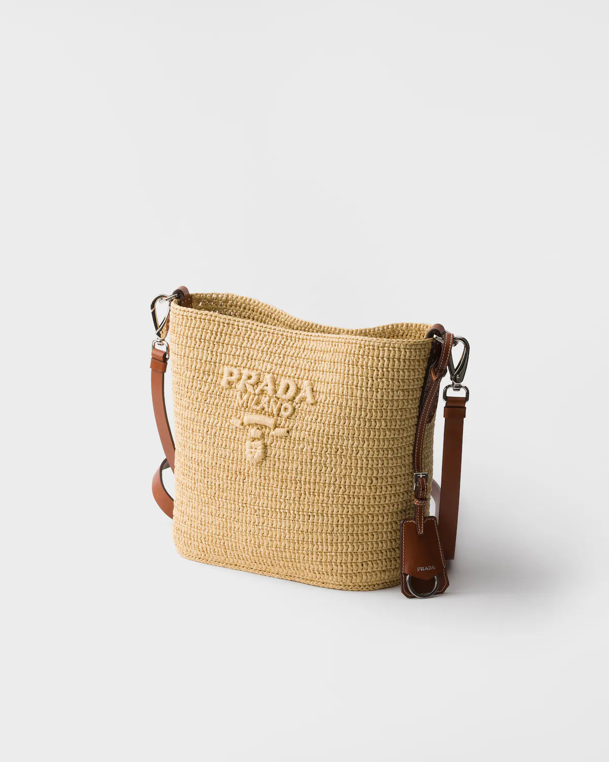 Small crochet and leather bucket bag