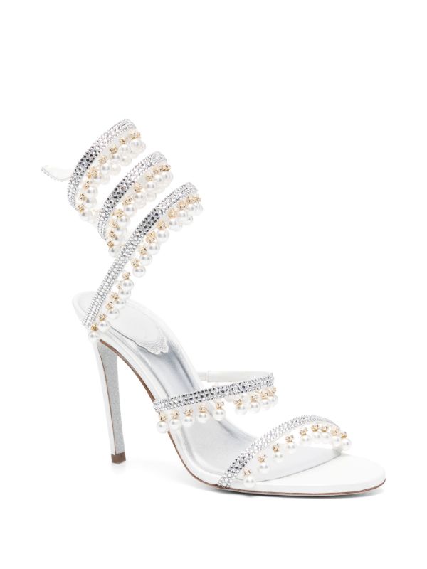 Rene Caovilla Pearl Crystal Spiral Heels