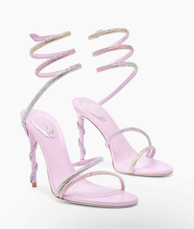 Rene Caovilla Crystal Spiral Wrap Stiletto Sandals