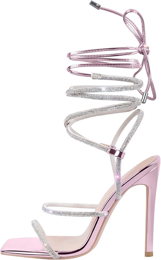 Rene Caovilla Luxe Crystal Lace-Up Stiletto Heel